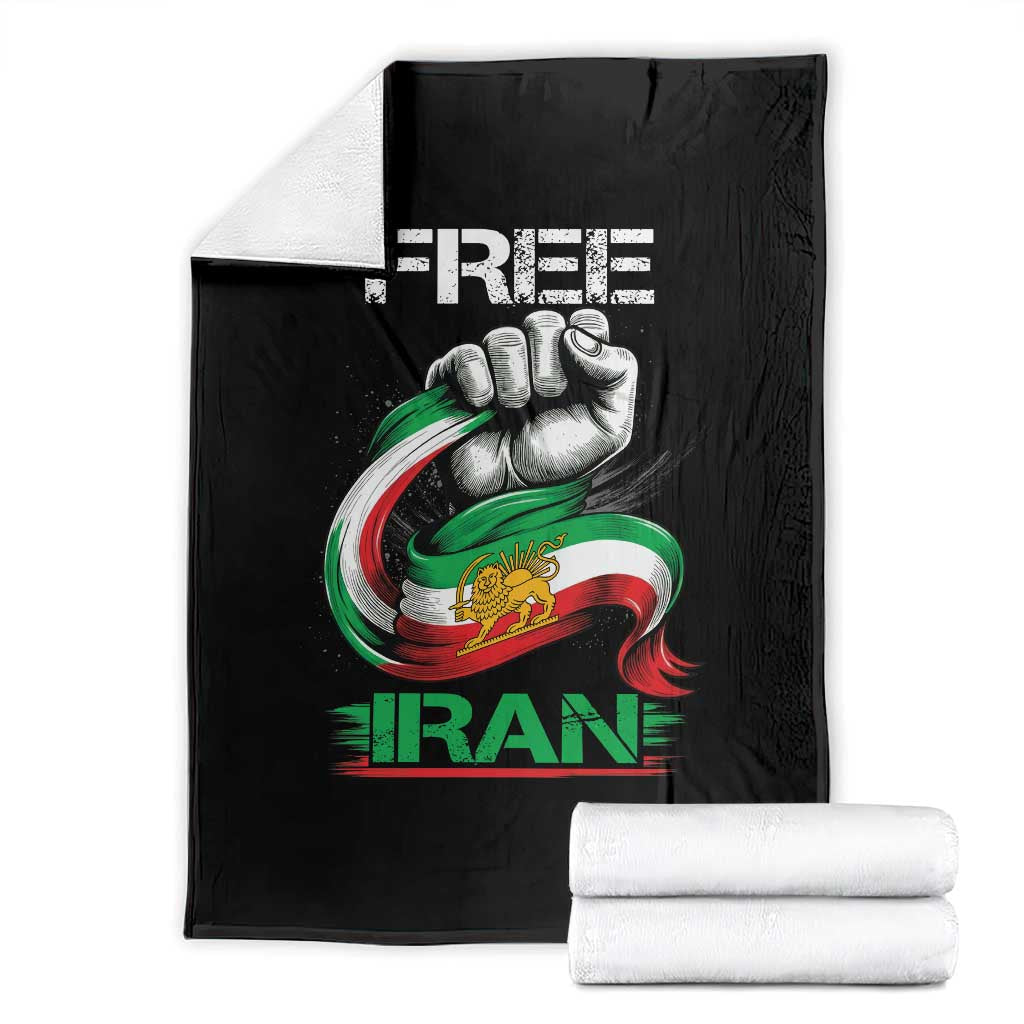 Free Iran Throw Blanket Iran Lion Sun Flag Fist