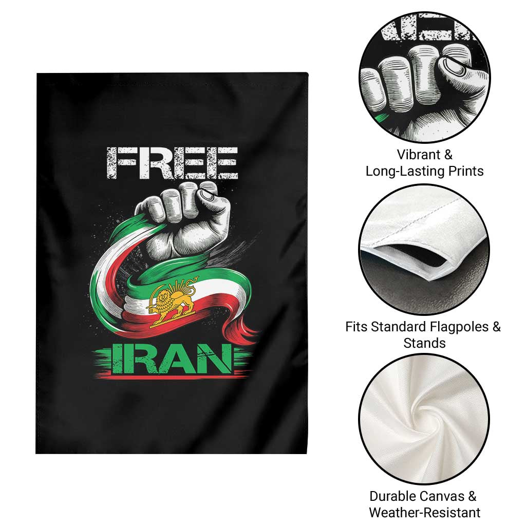 Free Iran Garden Flag Iran Lion Sun Flag Fist