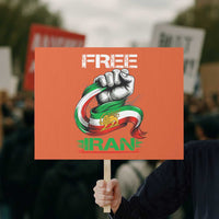 Free Iran Protest Sign Iran Lion Sun Flag Fist
