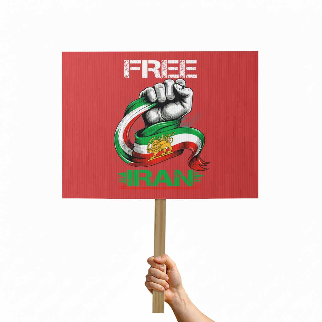 Free Iran Protest Sign Iran Lion Sun Flag Fist