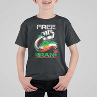 Free Iran T Shirt For Kid Iran Lion Sun Flag Fist