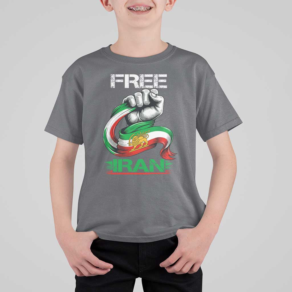Free Iran T Shirt For Kid Iran Lion Sun Flag Fist
