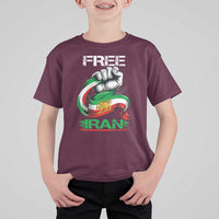 Free Iran T Shirt For Kid Iran Lion Sun Flag Fist