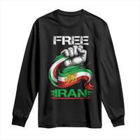 Free Iran Long Sleeve Shirt Iran Lion Sun Flag Fist