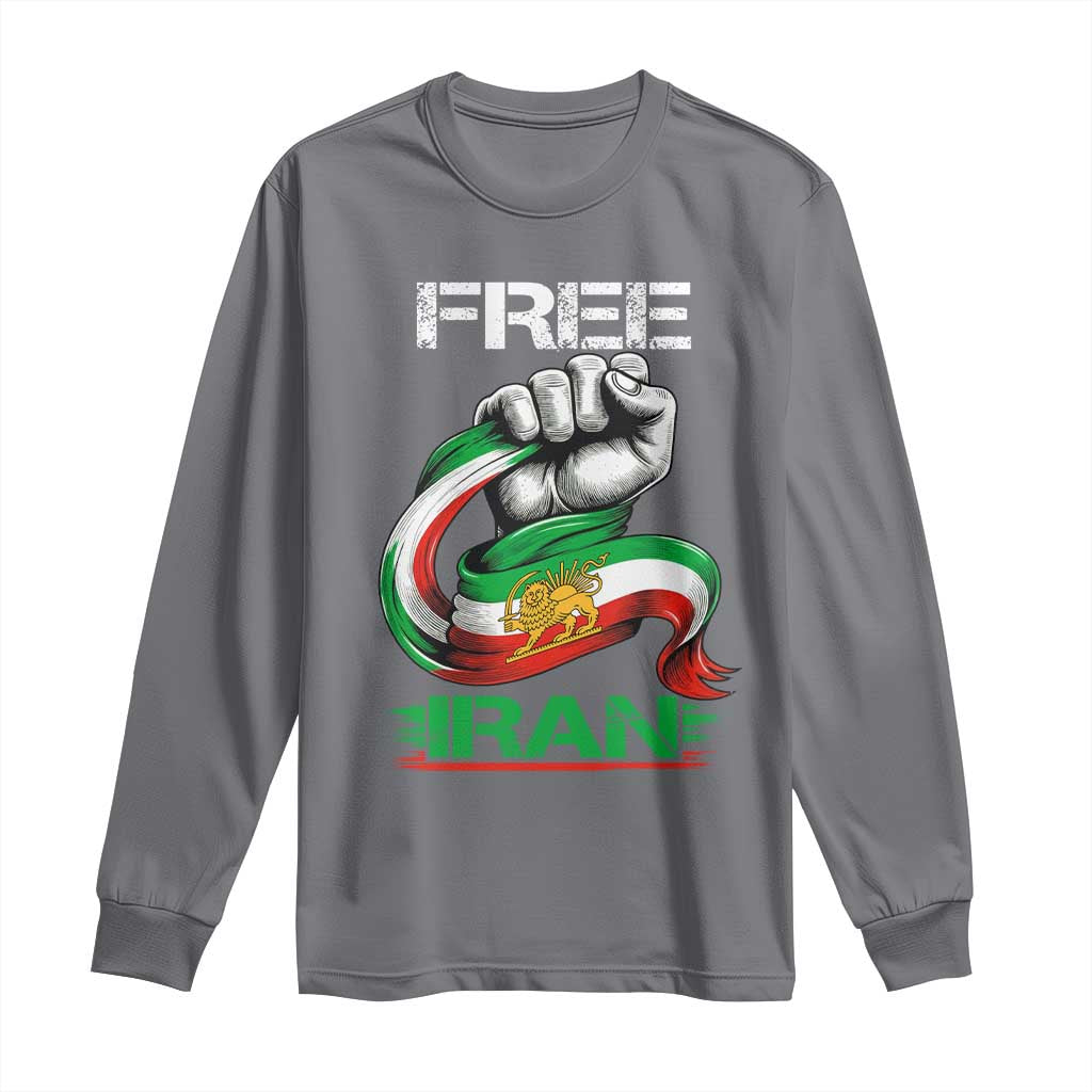 Free Iran Long Sleeve Shirt Iran Lion Sun Flag Fist
