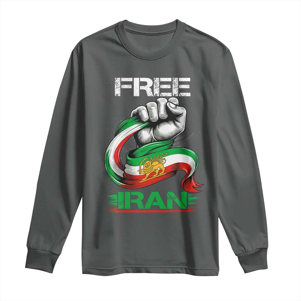 Free Iran Long Sleeve Shirt Iran Lion Sun Flag Fist