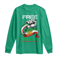 Free Iran Long Sleeve Shirt Iran Lion Sun Flag Fist