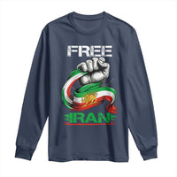 Free Iran Long Sleeve Shirt Iran Lion Sun Flag Fist