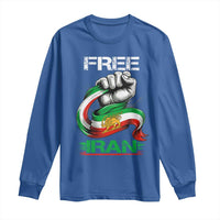 Free Iran Long Sleeve Shirt Iran Lion Sun Flag Fist
