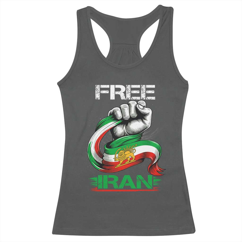 Free Iran Racerback Tank Top Iran Lion Sun Flag Fist