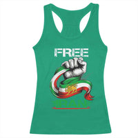 Free Iran Racerback Tank Top Iran Lion Sun Flag Fist