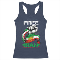 Free Iran Racerback Tank Top Iran Lion Sun Flag Fist