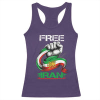 Free Iran Racerback Tank Top Iran Lion Sun Flag Fist