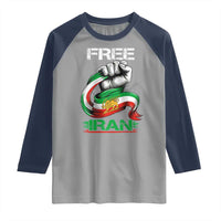 Free Iran Raglan Shirt Iran Lion Sun Flag Fist