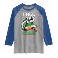 Free Iran Raglan Shirt Iran Lion Sun Flag Fist