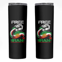 Free Iran Skinny Tumbler Iran Lion Sun Flag Fist