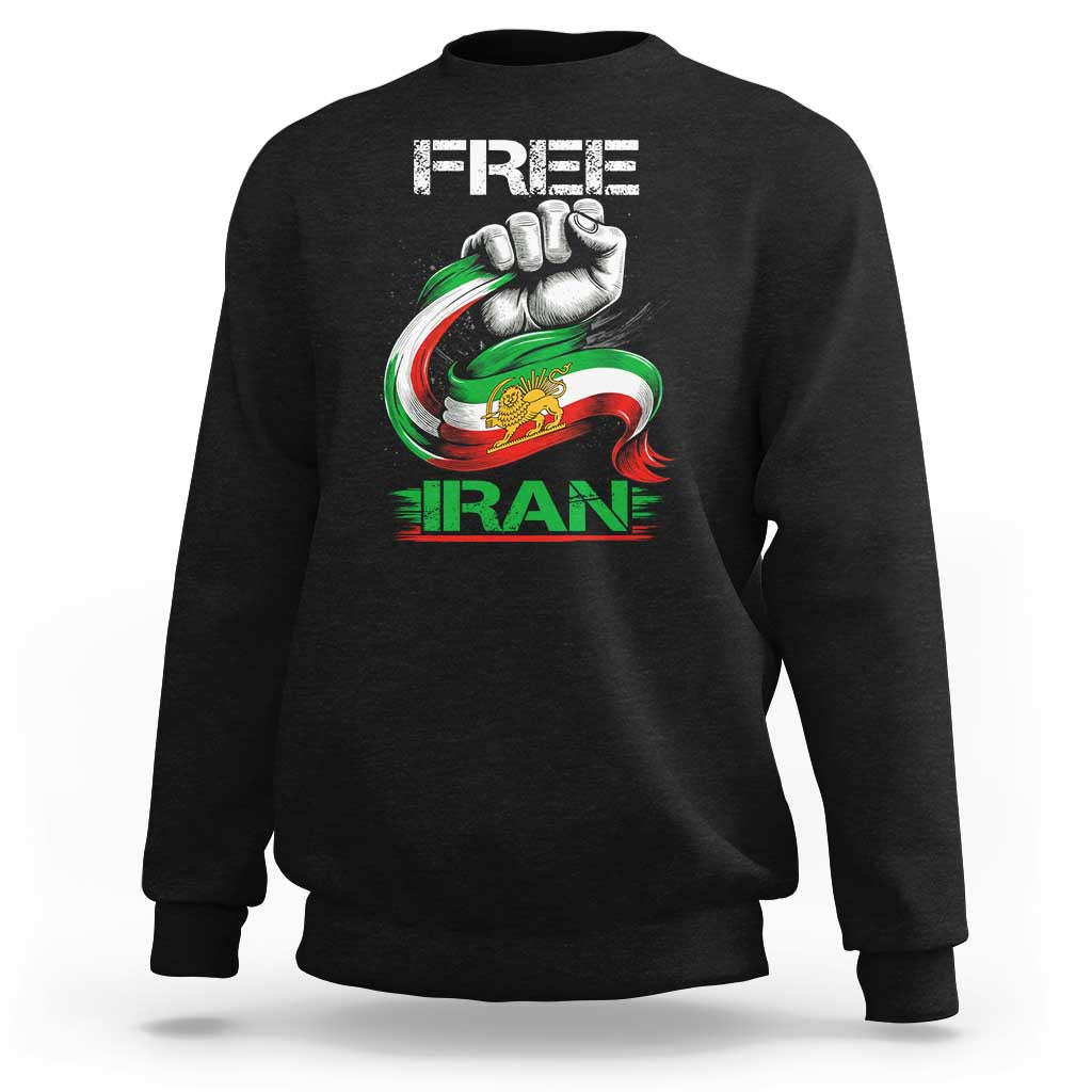 Free Iran Sweatshirt Iran Lion Sun Flag Fist