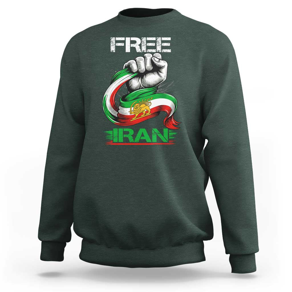 Free Iran Sweatshirt Iran Lion Sun Flag Fist