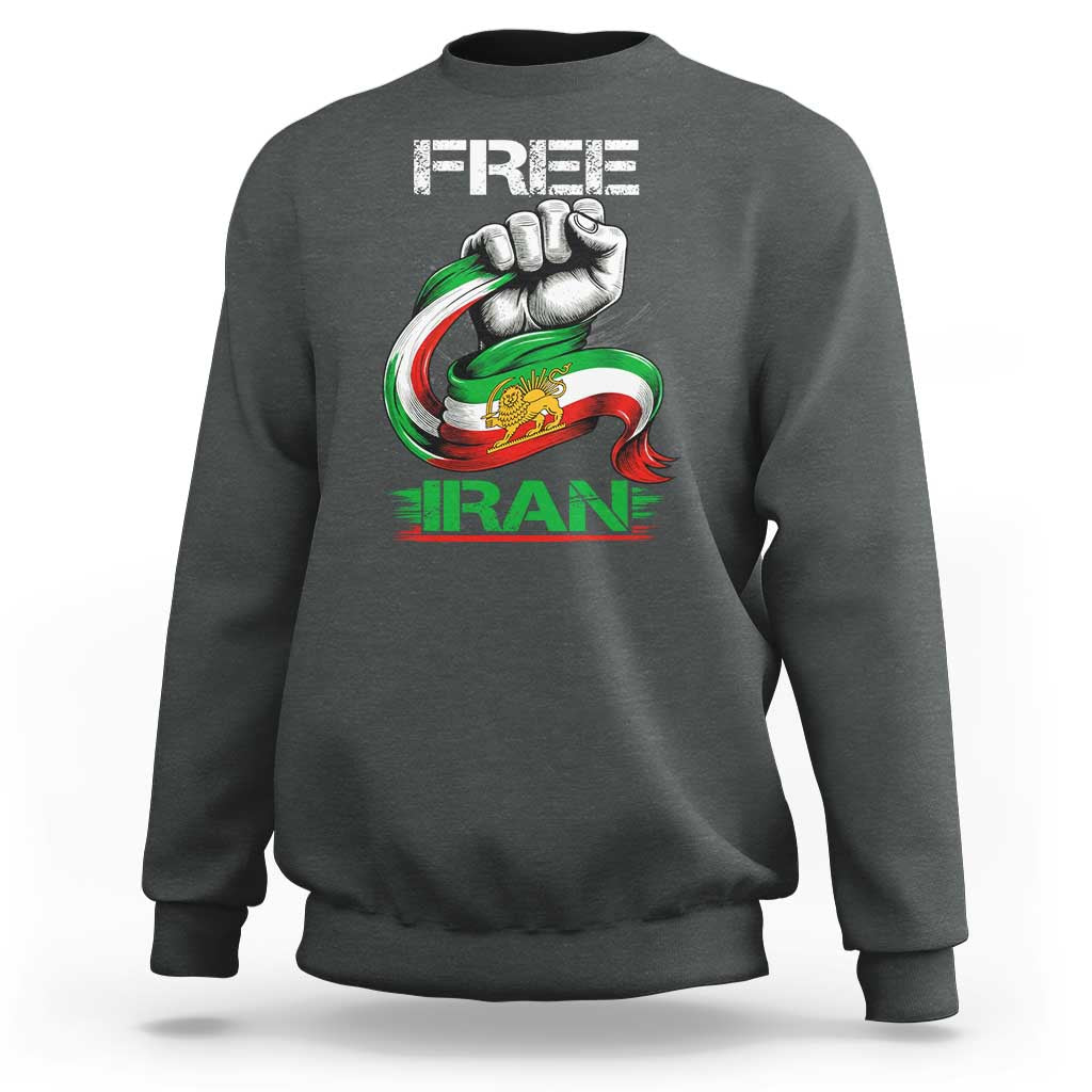 Free Iran Sweatshirt Iran Lion Sun Flag Fist