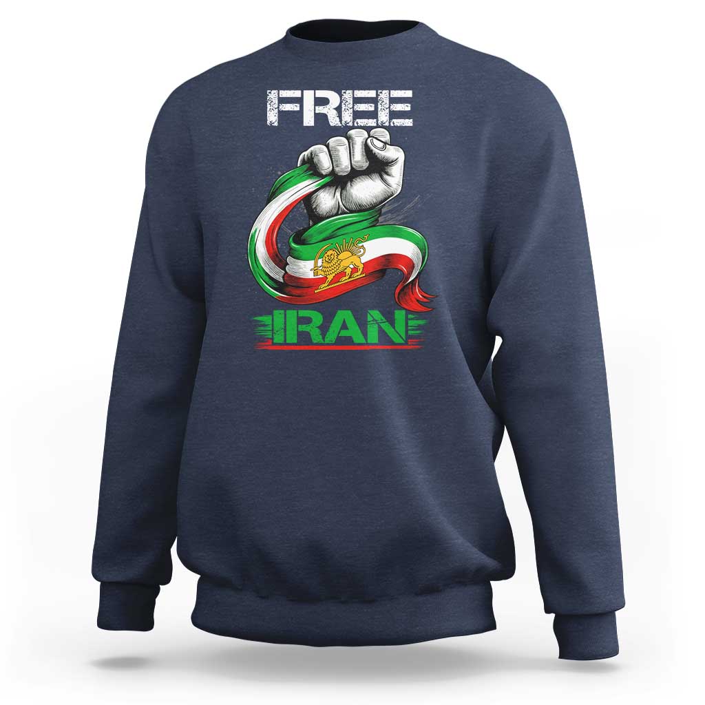 Free Iran Sweatshirt Iran Lion Sun Flag Fist