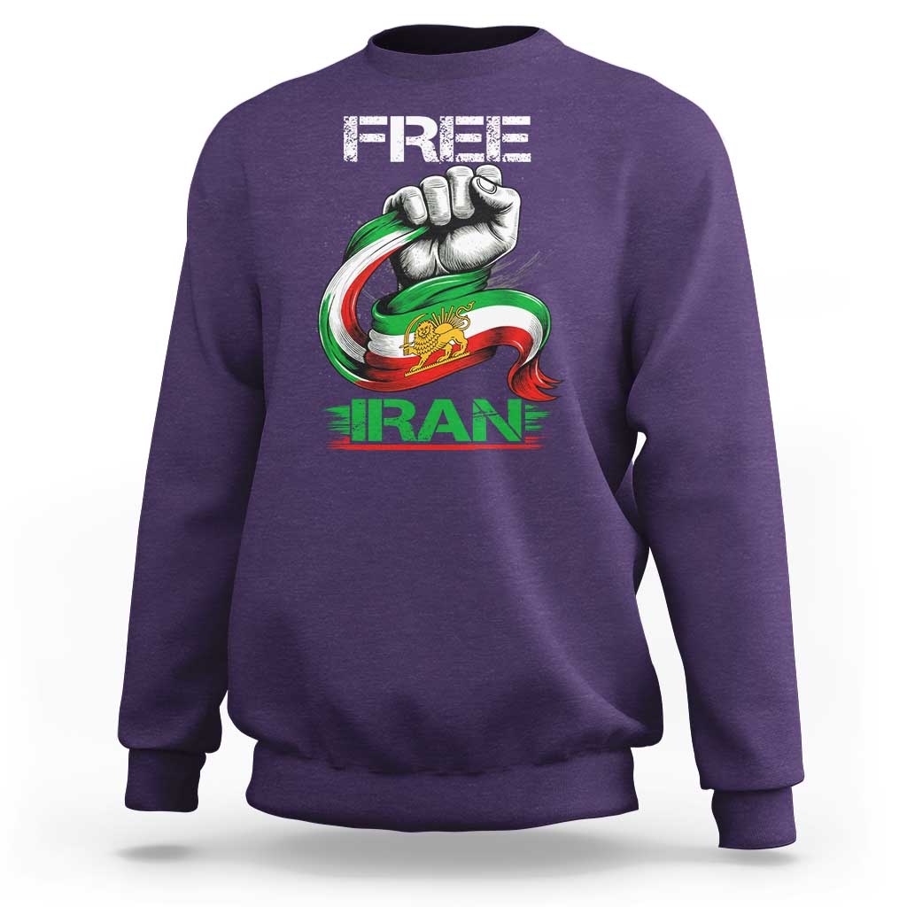 Free Iran Sweatshirt Iran Lion Sun Flag Fist