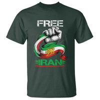 Free Iran T Shirt Iran Lion Sun Flag Fist