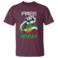 Free Iran T Shirt Iran Lion Sun Flag Fist