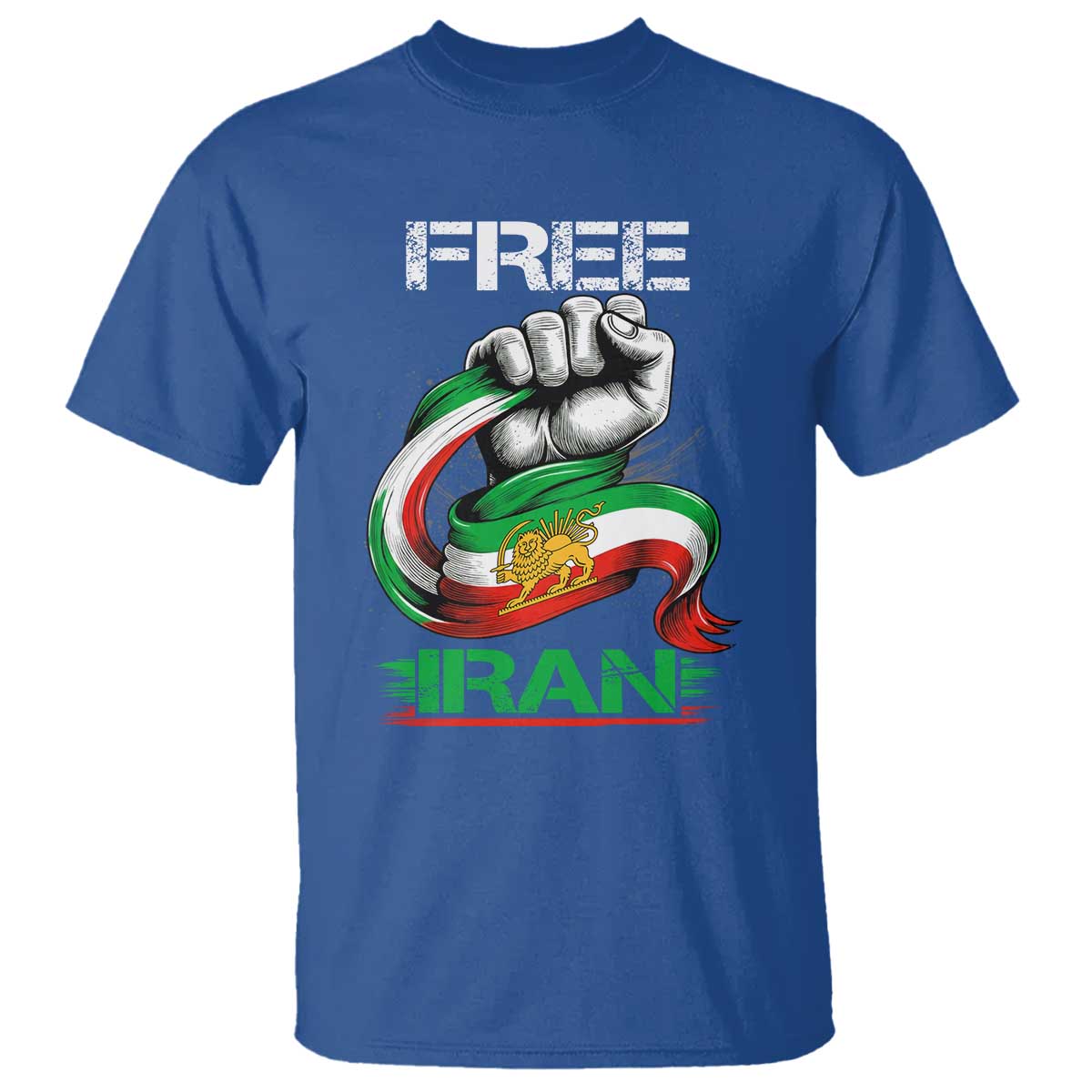 Free Iran T Shirt Iran Lion Sun Flag Fist