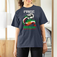 Free Iran T Shirt For Women Iran Lion Sun Flag Fist