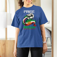 Free Iran T Shirt For Women Iran Lion Sun Flag Fist