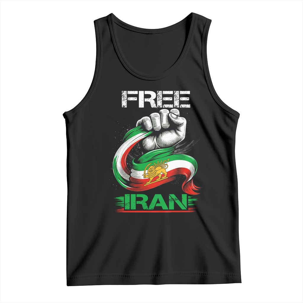 Free Iran Tank Top Iran Lion Sun Flag Fist
