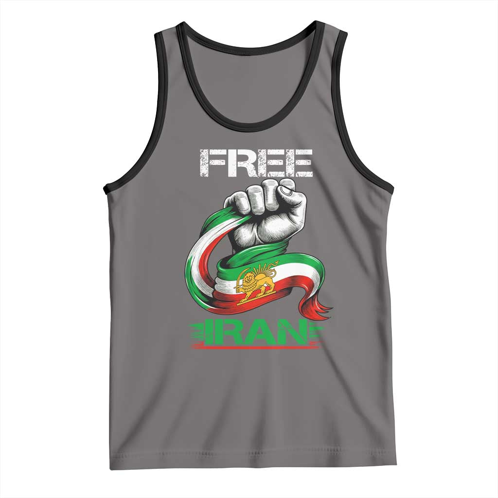 Free Iran Tank Top Iran Lion Sun Flag Fist