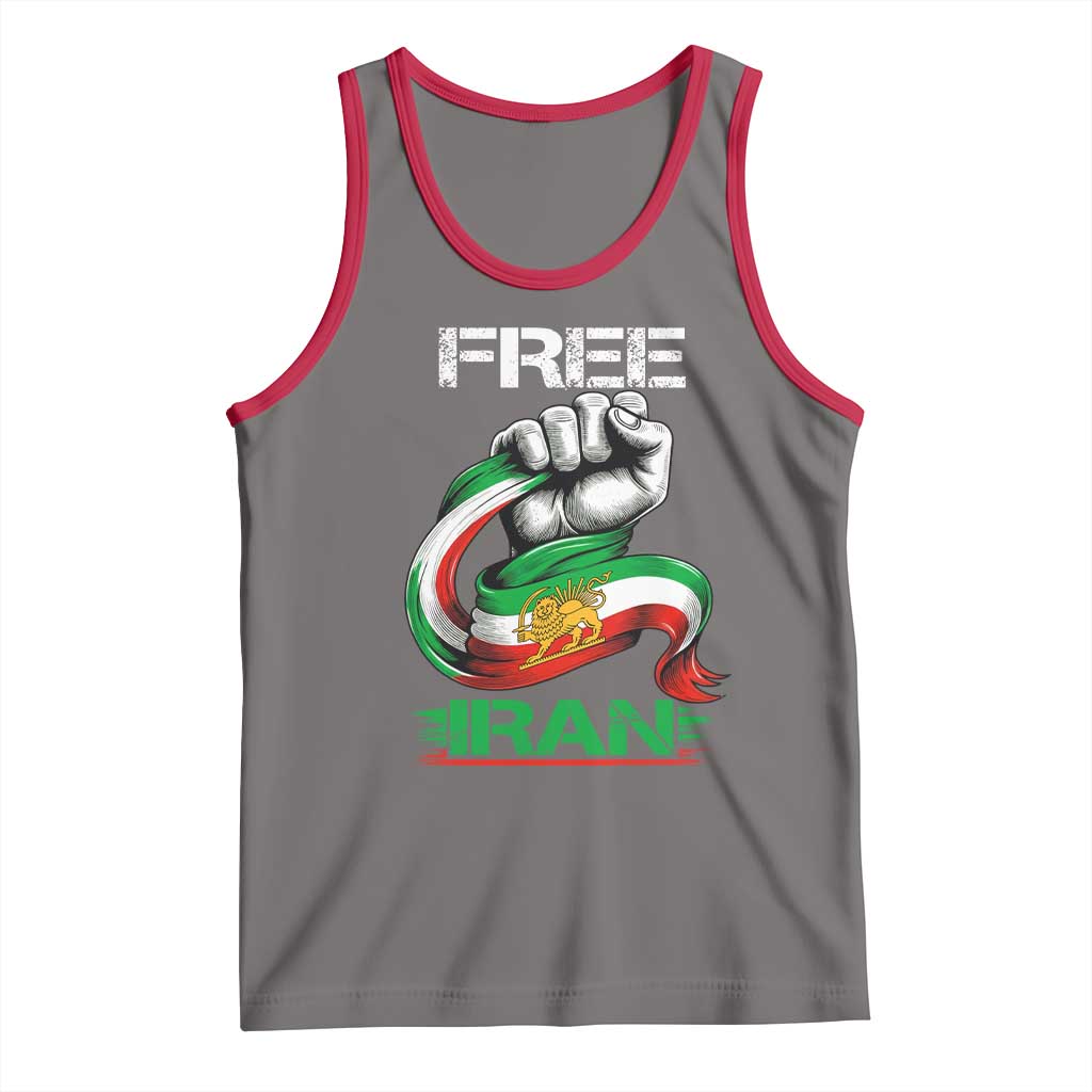 Free Iran Tank Top Iran Lion Sun Flag Fist
