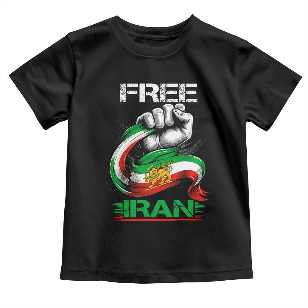 Free Iran Toddler T Shirt Iran Lion Sun Flag Fist