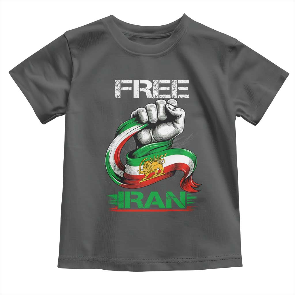 Free Iran Toddler T Shirt Iran Lion Sun Flag Fist
