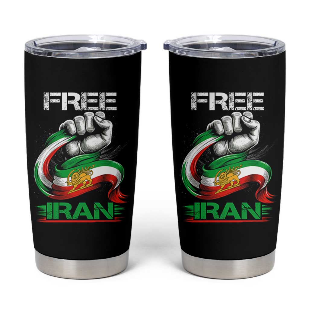 Free Iran Tumbler Cup Iran Lion Sun Flag Fist