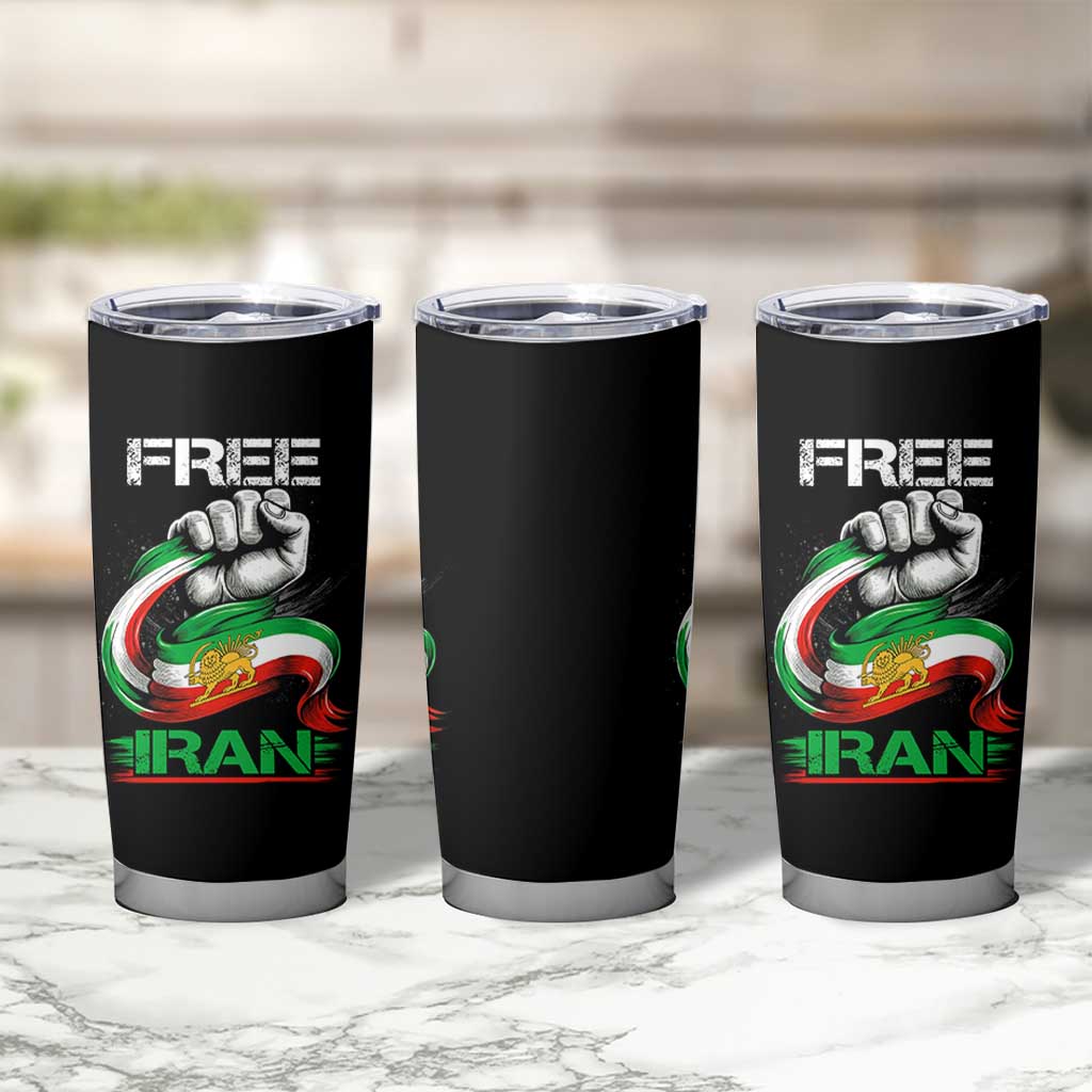 Free Iran Tumbler Cup Iran Lion Sun Flag Fist