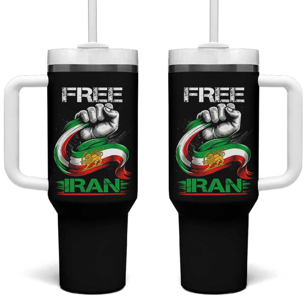 Free Iran Tumbler With Handle Iran Lion Sun Flag Fist