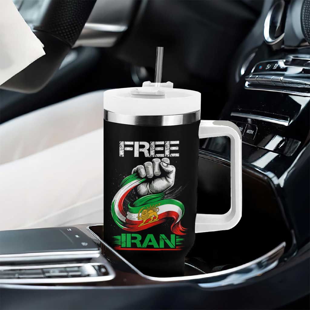 Free Iran Tumbler With Handle Iran Lion Sun Flag Fist