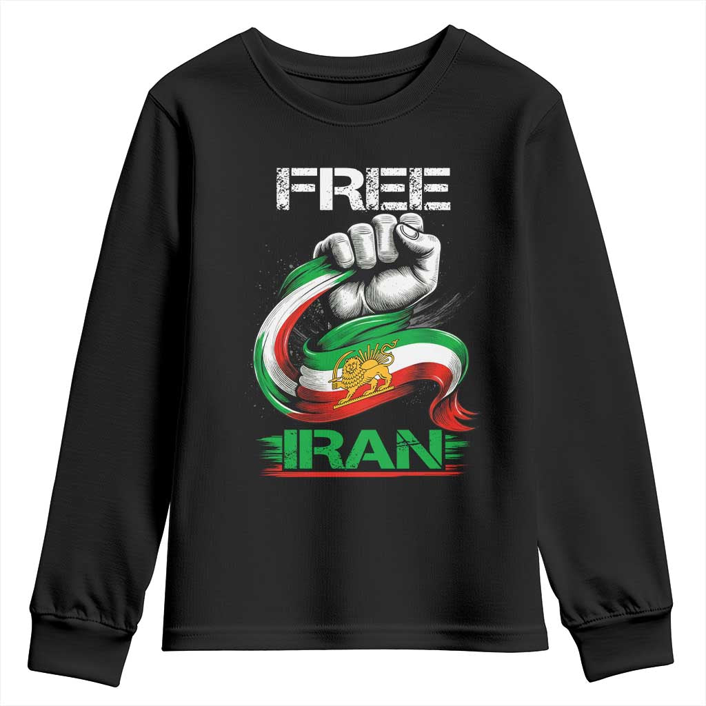 Free Iran Youth Sweatshirt Iran Lion Sun Flag Fist