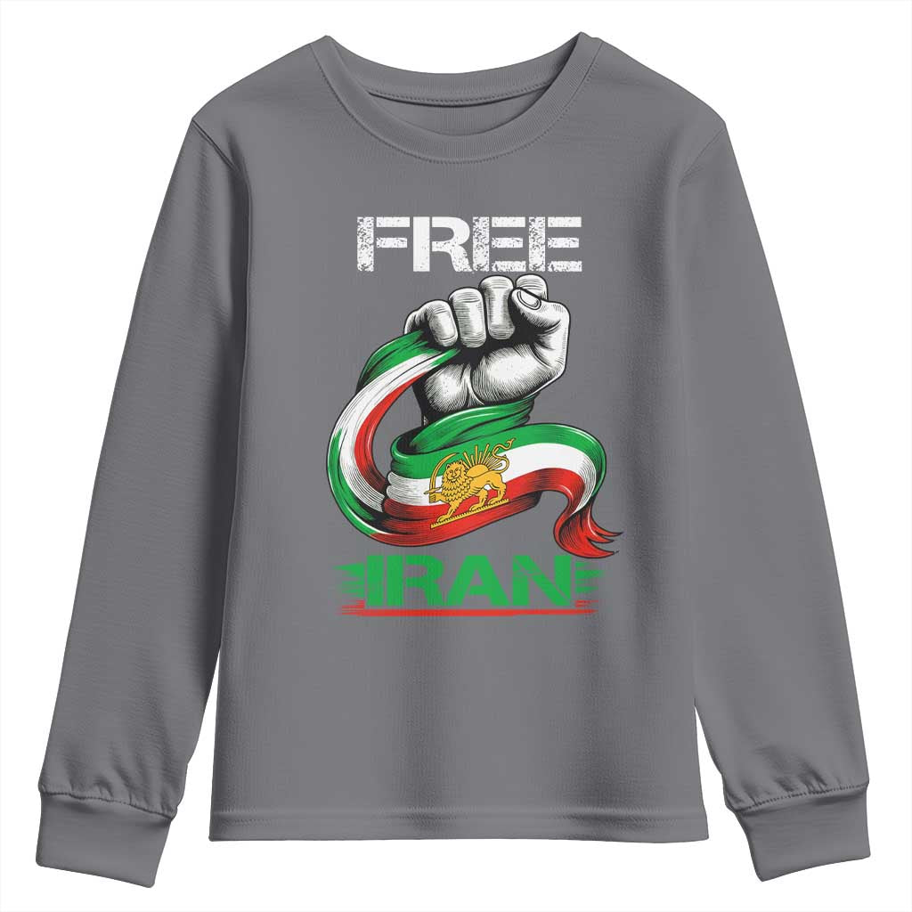 Free Iran Youth Sweatshirt Iran Lion Sun Flag Fist