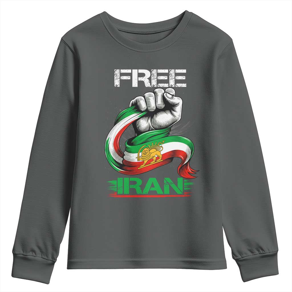 Free Iran Youth Sweatshirt Iran Lion Sun Flag Fist
