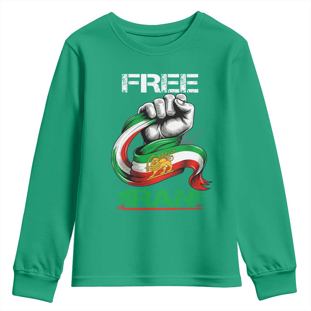 Free Iran Youth Sweatshirt Iran Lion Sun Flag Fist