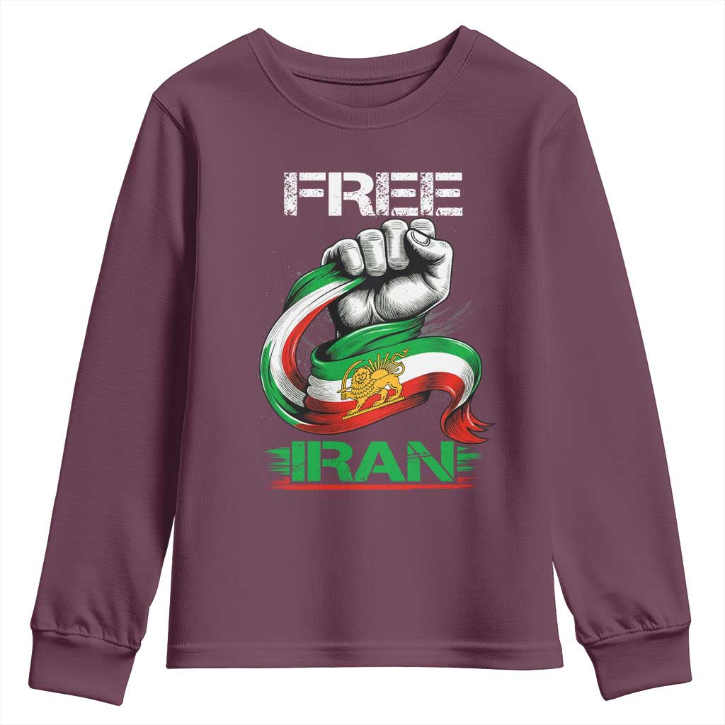 Free Iran Youth Sweatshirt Iran Lion Sun Flag Fist