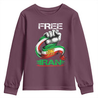 Free Iran Youth Sweatshirt Iran Lion Sun Flag Fist