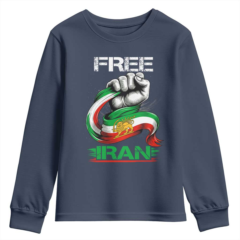 Free Iran Youth Sweatshirt Iran Lion Sun Flag Fist