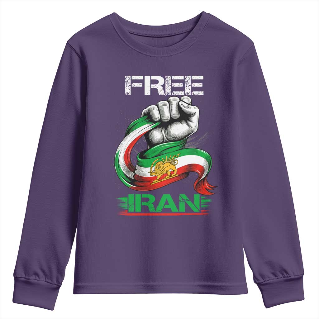 Free Iran Youth Sweatshirt Iran Lion Sun Flag Fist