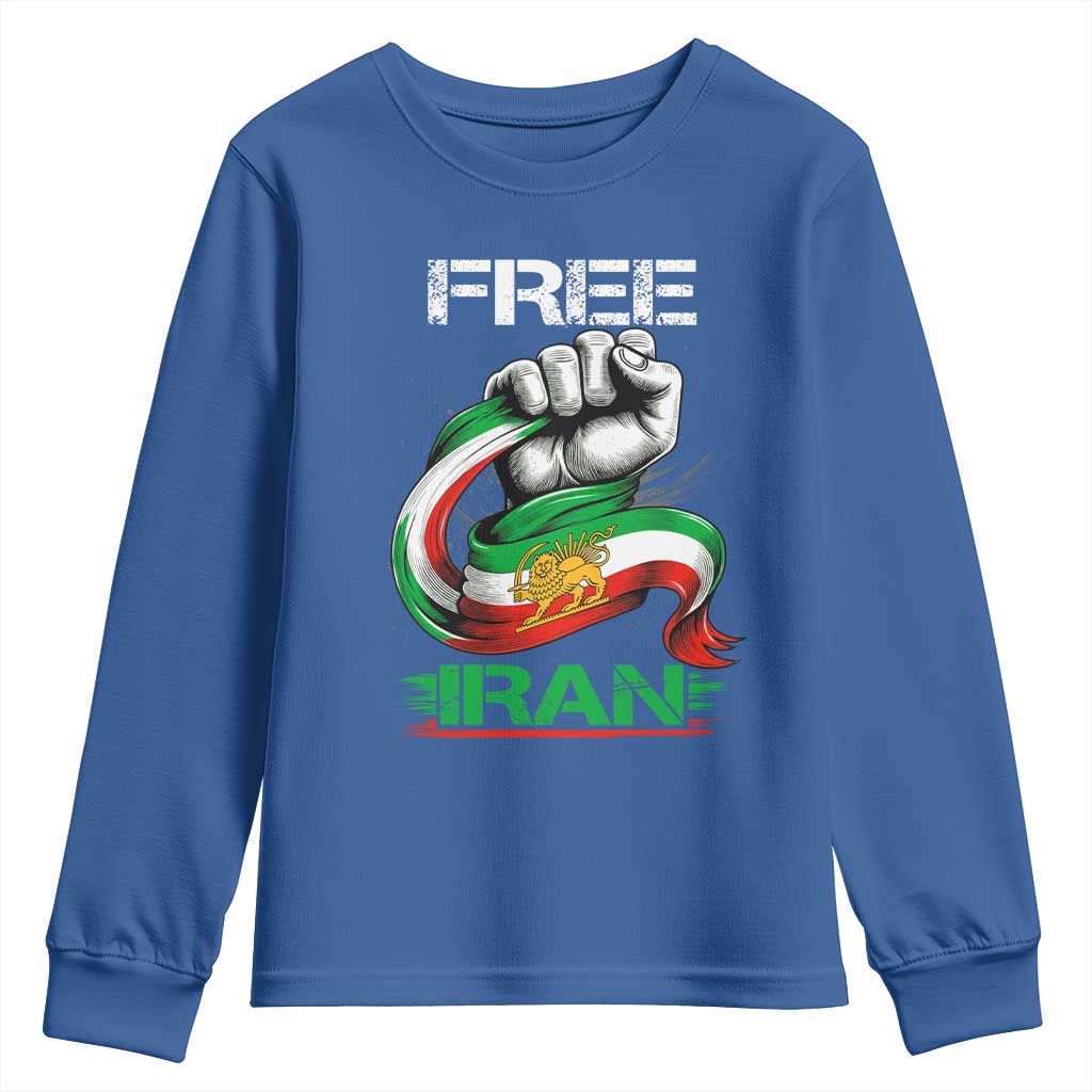 Free Iran Youth Sweatshirt Iran Lion Sun Flag Fist