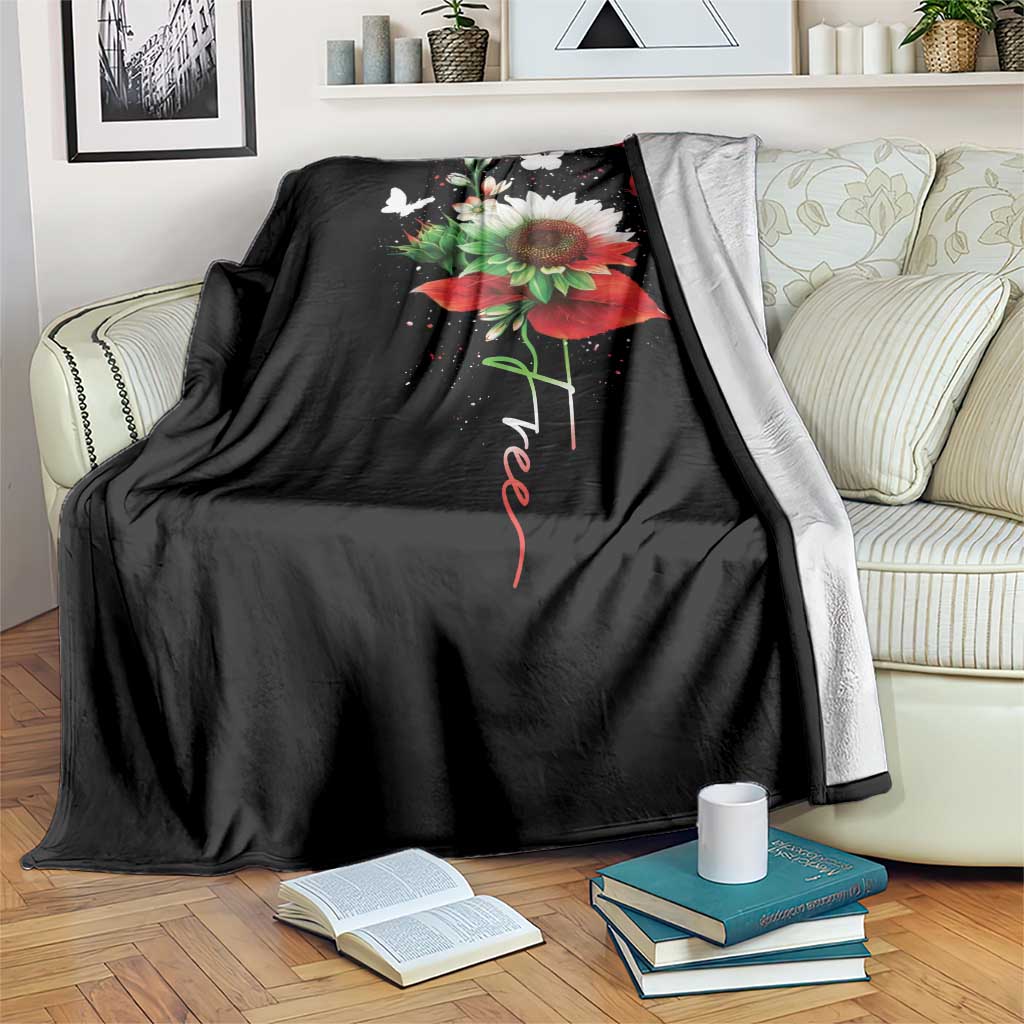 Free Iran Protest Throw Blanket Sunflower Flag