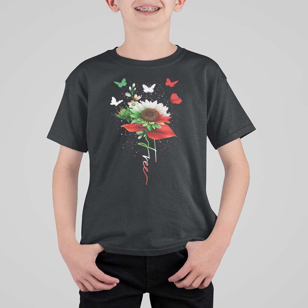 Free Iran Protest T Shirt For Kid Sunflower Flag